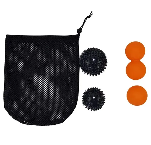 Sport-Knight® Massageball Massageball-Set 5tlg. Silikon- & Igelbälle im Set, verschiedene Größen, Massageball-Set, Set enthält 2 Igelbälle, 1 Silikonball und 1 Doppel-Silikonball