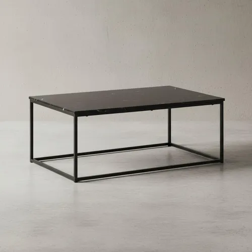 Eleganter Couchtisch mit Marmor-Optik Schwarz, 100x60x40 cm - Moderne Couchtische mit edler Marmor-Optik und robustem Metallgestell, ideal für stilvolle Wohnzimmer und sicheren Stand.