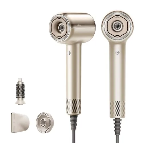 MOVA Shine 20 Föhn mit diffusor, Haartrockner, einer Modusanpassung an verschiedene Düsen, Fön, einem Hochgeschwindigkeitsmotor, Hair Dryer, Plasma-Haarpflege, NTC-Überwachung mit 1000 t/s, Gold