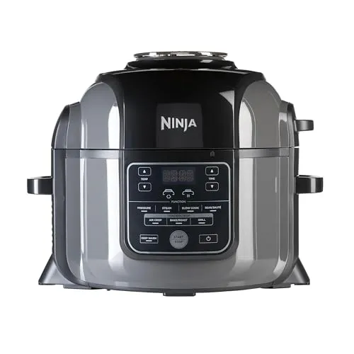 Ninja Foodi Multikocher, 6L, 9-in-1 Multicooker, Pressure Cooker Schnellkochtopf, Airfryer Heißluftfrittieren, Slow Cooker Langsamkochen, Grillen und mehr, gebürsteter Stahl & Schwarz, OP300EU