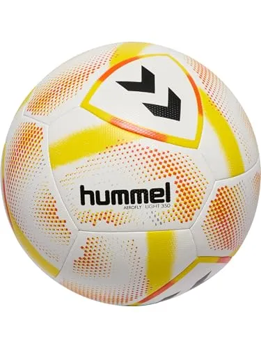 hummel Aerofly Light 350 Fußball, Weiß/Gelb - Trainingsball für Fußball mit ergonomischem Design, ideal für angenehme Handhabung und robust für langanhaltenden Einsatz, wetterfest und leicht zu reinigen.