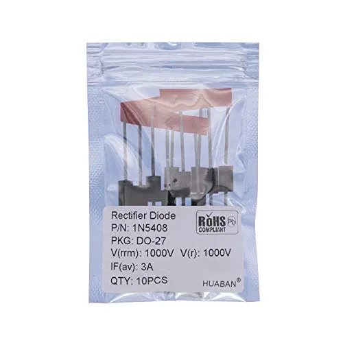 HUABAN 10PCS 1N5408 Rectifier Diode 3A 1000V DO-201AD (DO-27) Axial 5408 3 Amp 1000 Volt
