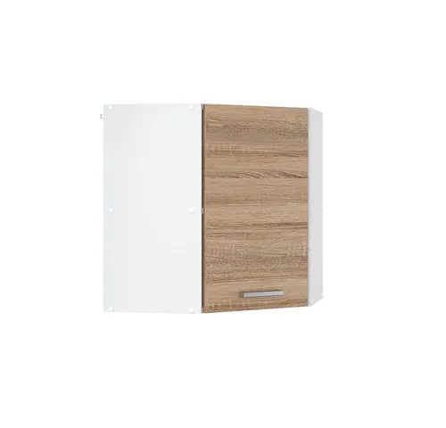 Vicco Eckhängeschrank R-Line, Sonoma/Weiß, 57 cm - Hängeschrank für die Küche, ideal zur optimalen Raumausnutzung in Ecken, bietet zusätzlichen Stauraum und ist stilvoll in Sonoma/Weiß.
