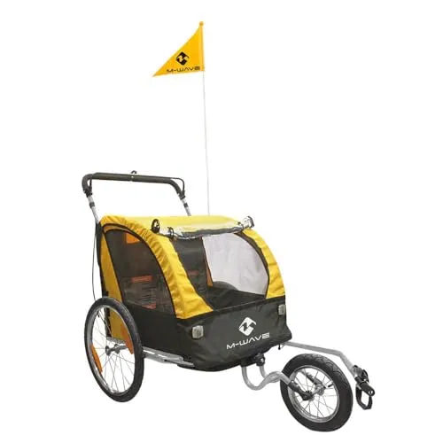 M-Wave Gepäck und Jogging Fahrradanhänger Wagen Carry All 3 In 1, gelb
