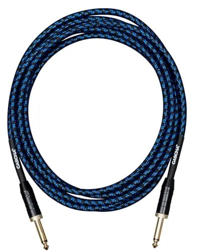 Cascha Professional Line Guitar Cable, Straight, Tweed Blue, 3m
