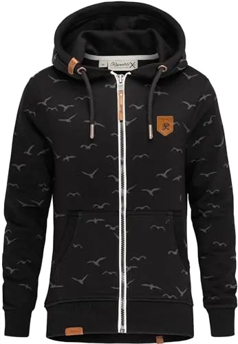 REPUBLIX Damen Hoodie Sweatjacke RD-024 Schwarz XXL - Kapuzenpullover für Damen mit praktischen Schrägtaschen, ideal für Freizeit und Sport, maschinenwaschbar und bequem.