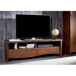 Massivmoebel24 TV-Board Akazie - Lowboard aus Akazie, 151x45x50 cm, mit einzigartigem Baumkante-Design und griffloser Optik, ideal für ein modernes Wohnambiente.