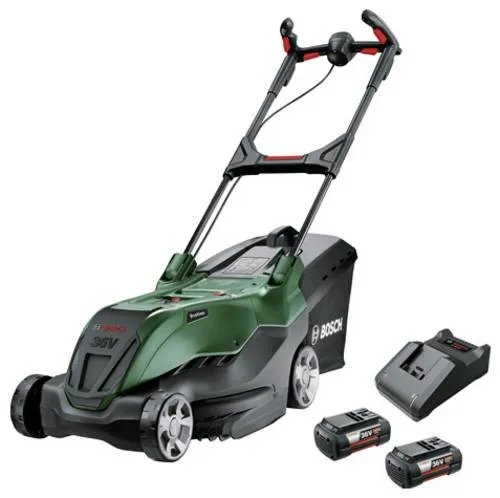 Bosch Home and Garden AdvancedRotak 36V-44-750 Akku-Rasenmäher - Rasentrimmer & Motorsensen, kraftvoller Akku-Rasenmäher mit bürstenlosem Motor für optimale Schnittleistung und lange Lebensdauer. Ergoflex-Handgriffe für einfaches Manövrieren und Aufbewahren.