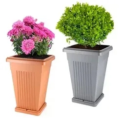 Pflanzkübel Groß 60 cm - Rechteckiger Blumenkübel für Outdoor - Garten-Zubehör mit 50 Litern Volumen, ideal für üppige Pflanzen und dekorative Sträucher. Wetterfest und UV-stabil für langanhaltende Freude im Freien.