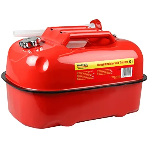 WALTER 20 L Benzinkanister mit Trichter - Benzinkanister mit 20L Kapazität, ideal für Boote und mobile Geräte. Integrierter Trichter für sauberes Befüllen und robustes Material für maximale Sicherheit.