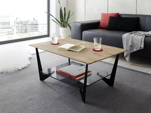 MCA furniture Couchtisch Leon mit Glasablageplatte