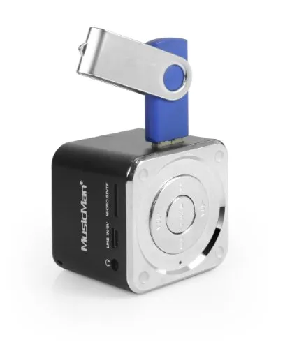 MusicMan Tragbarer Lautsprecher Mini Soundstation – Kompakte MP3-Player mit USB und MicroSD - Tragbarer Bluetooth-Lautsprecher: Leicht und kompakt mit 5 Stunden Akku, ideal für Musikliebhaber unterwegs. Genießen Sie klaren Klang und kraftvollen Bass, egal wo Sie sind!