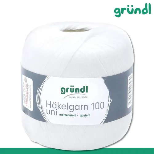 Gründl Häkelgarn 100g - Hochwertiges Filethäkelgarn aus 100% Baumwolle - Garne – Ideal für filigrane Häkelarbeiten, mit einer Lauflänge von ca. 566m und perfekt für Nadelstärken von 1,5 - 2,0.