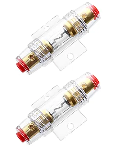QWORK® 2 Stück AGU Inline Sicherungshalter 60A 12V-48V DC mit 60A AGU Sicherungen für Auto Audio Alarm Verstärker Kompressoren