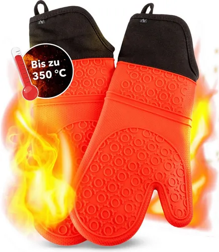 AVANA Topfhandschuhe Silikon Ofenhandschuhe Backhandschuhe Kochhandschuhe, (1 Paar Ofenhandschuhe aus Silikon), weiches Baumwoll-Innenfutter, Anti-Rutsch, Hitzebeständig bis 350°C