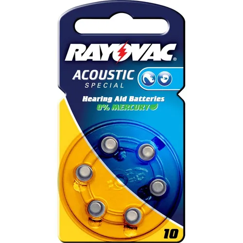 Rayovac Acoustic Special 10 - 6x Hörgerätebatterien 1.4V Zink Luft, zuverlässige Energie für klare Hörunterstützung