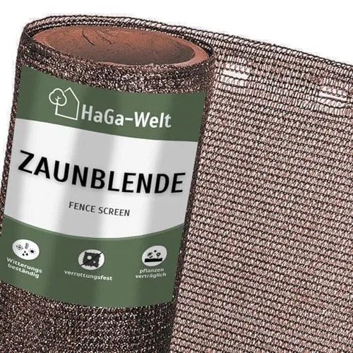 HaGa® Zaunblende 0,9m x 1m (Meterware) - 85% Schattierwirkung in braun - effektiver Sichtschutz für Zaun und Terrasse - Sonnenschutzgewebe Tennisblende Windschutz - Sonnenschutz