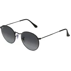 Ray-Ban RB 3447N ROUND METAL Unisex-Sonnenbrille - Sportbrillen mit stylischem Rund-Metall-Gestell in Schwarz und grauen Mineralgläsern für optimalen UV-Schutz und trendigen Look.