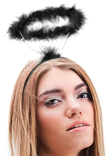 Balinco Haarreif Heiligenschein schwarz | Devil | Teufel | Haarreifen Engel | Christkind - das perfekte Accessoire für Damen & Herren als Ergänzung zum Engelskostüm