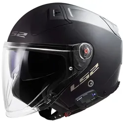 LS2 OF603 Infinity II - Intercom 4X Bundle, schwarz, Größe M - Motorradhelm mit verstärktem Kinnriemen und reflektierenden Elementen für erhöhte Sicherheit, ideal für Männer.