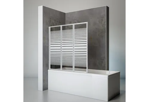 Schulte Badewannenfaltwand Smart, 3 tlg, 127x121 cm - Badewannenfaltwand aus 3 mm Sicherheitsglas mit eleganten Querstreifen, einfach zu montieren und bietet optimalen Spritzschutz für Ihr Bad.