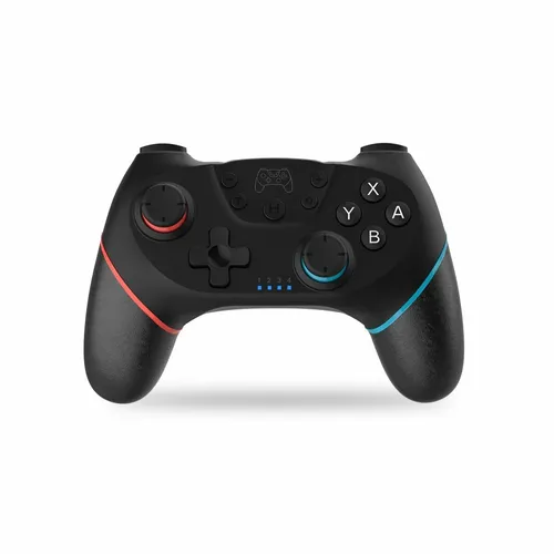 NK Wireless Switch Controller, kompatibel mit Switch/OLED/Lite/Pro, mit Wake-Funktion, Makro-Einstellungen, Bluetooth, 6-Achsen-Sensor, Turbo-Funktion, Dual Shock, LED-Anzeigen, Schwarz (Rot/Blau)