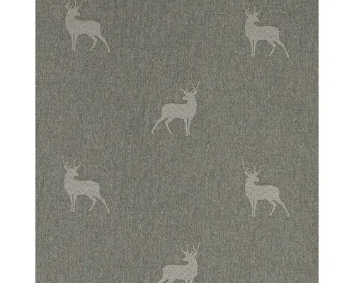 SCHÖNER LEBEN. Stoff Dekostoff Landhausstoff Wendestoff Hirsche beige braun türkis 1,40m