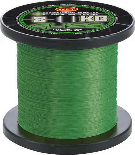 WFT Gliss KG Monotex Angelschnur 2000m grün, 0.25mm Durchmesser, 19kg Tragkraft - Die WFT Gliss KG Angelschnur bietet mit ihrer hohen Tragkraft und Abriebfestigkeit optimale Leistung beim Angeln. Ideal für verschiedene Angelarten und sorgt für präzise Würfe und exzellente Wickelkonturen.