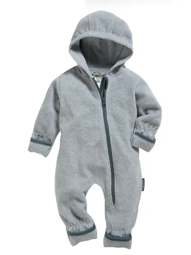 Playshoes Fleece-Overall Unisex Kinder Jumpsuit, grau/melange, 68 - Overalls für Baby-Jungen, warmer und atmungsaktiver Fleece-Overall mit langem Reißverschluss für einfaches An- und Ausziehen, ideal für kühle Tage.