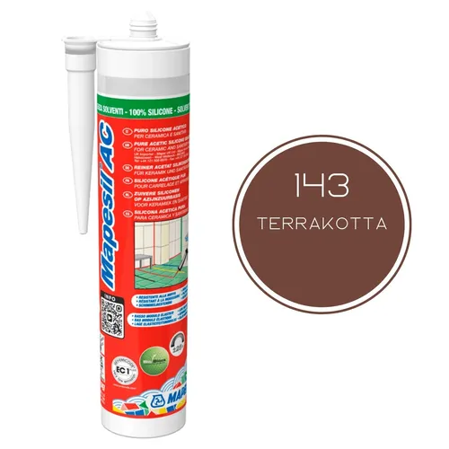 MAPEI® MAPESIL AC 1-Komponenten Fugen-Silikon 143 terrakotta 310 ml zum Abdichten mit BioBlock® ANTISCHIMMEL