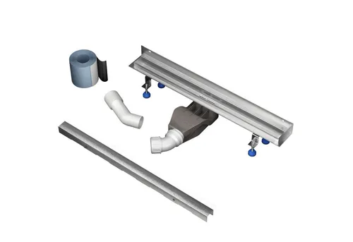 Aquabad® Duschrinne Slim Wall Pro – Edler Duschablauf aus gebürstetem Edelstahl - Sanitärinstallation: Komplett-Set mit Wandaufkantung, ideal für moderne Duschen, sorgt für eine elegante Optik und effizienten Wasserabfluss.