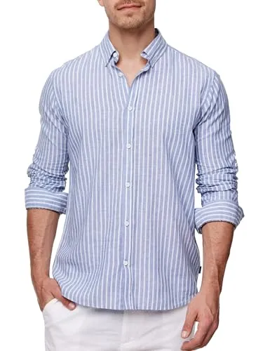 Indicode Herren Brayden Hemd gestreift | Stylisches Herrenhemd in Dark Navy, XXL