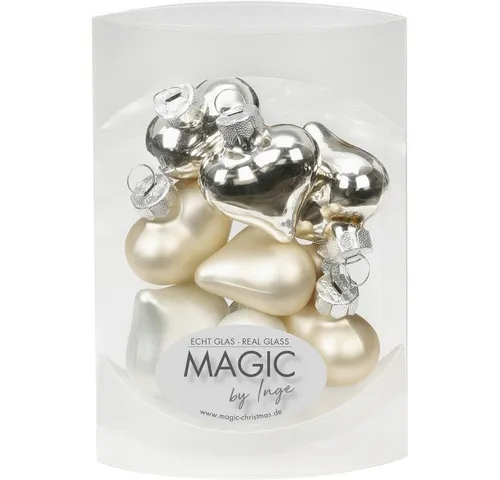 MAGIC by Inge Christbaumschmuck, Christbaumschmuck Herz Glas 4cm, 8 Stück