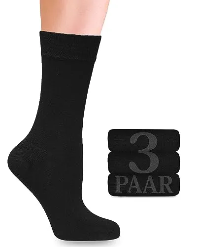 Fiera Besa Socken mit Lycra für Damen: Komfortnaht am Ansatz der Zehennägel; für Business und Freizeit; 3 Paar