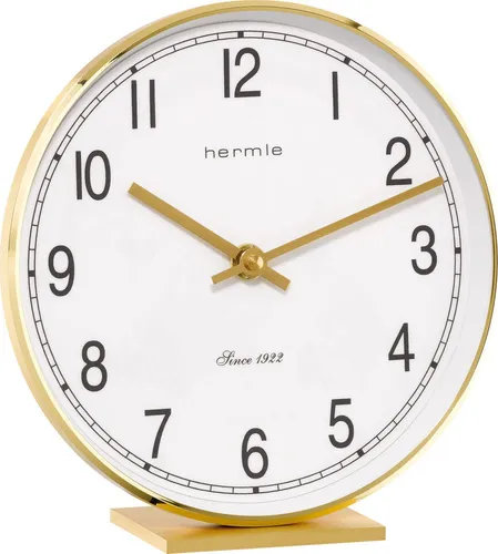 Tischuhr Messing Quarzwerk - Hermle Modell: 22986-002100 - Elegante Tischuhr aus Messing mit präzisem Quarzwerk, perfektes Design für stilvolle Wohnräume und Büros.
