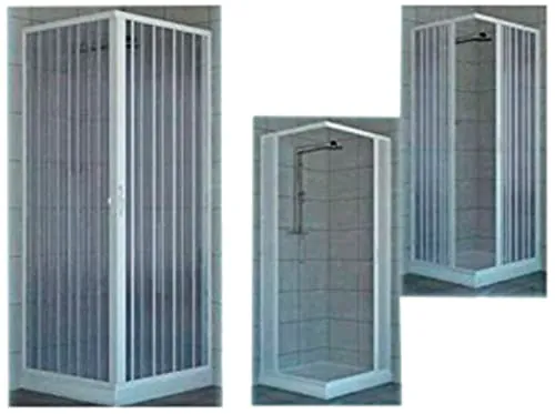 Eckige Duschkabine 80x80 cm mit Falttür - Quadratische Duschabtrennung für das Badezimmer, höhenverstellbar bis 185 cm und mit zentralem Öffnungsmechanismus, ideal für platzsparende Lösungen.