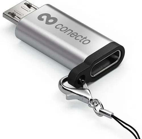 conecto conecto Micro USB auf USB-C Buchse OTG Adapter, alu USB-Kabel