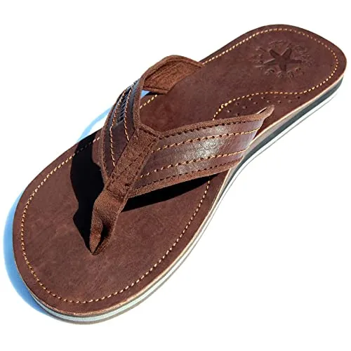 SEESTERN Herren Leder Zehentrenner Zehensandale Zehensteg Sandalen Gr.40-50/2364.dbw Braun EUR 49