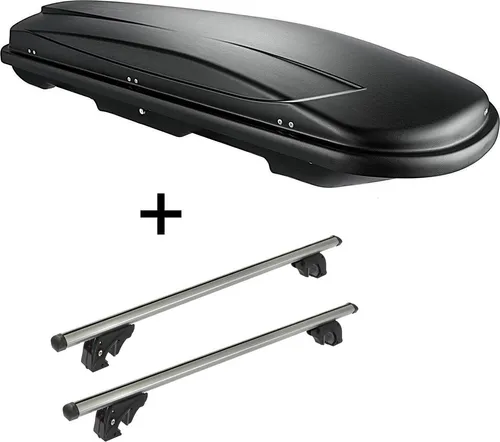 Dachbox VDP JUXT400 400Ltr schwarz abschließbar + Dachträger VDP LION2 für Subaru Forester (SH) 08-13