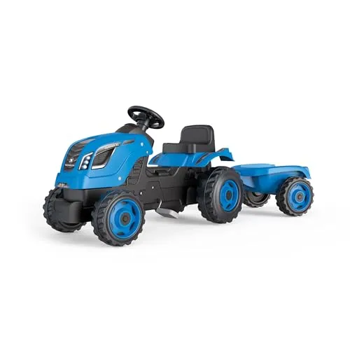Smoby Traktor Farmer XL Blau mit Anhänger