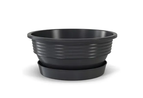 Plastard Pflanzschale Pflanzschalen mit Untersetzer Otto 5er Set Anthrazit Ø 25 cm (Set, 5 St., Pflanzschale mit Untersetzer), UV-beständig, witterungsbeständig, Optionale Drainagelöcher