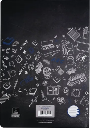 LANDRE Schulheft Schulheft A4 16 Blatt 80 g/qm Lineatur 3 (liniert mit Rand)