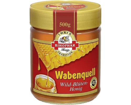 BIHOPHAR Honig, Bihophar Wabenquell Wild Blüten Honig fein flüssig goldklar 500g