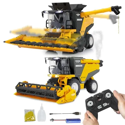 JAMARA Mähdrescher MT-1000 1:24 - Ferngesteuertes Spielzeug mit Rauch- und Lichtfunktion - RC-Modelle: Detailgetreuer Mähdrescher im Maßstab 1:24 mit umbaubarem Maishäcksler, LED-Beleuchtung und Rauchfunktion für ein realistisches Spielerlebnis.