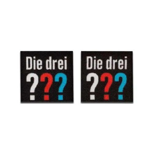 Mono Quick 1813x Die drei ??? Applikation, Bügelbild, Patch, Aufnäher, Drei Fragezeichen (18131 - Logo 2er Set)