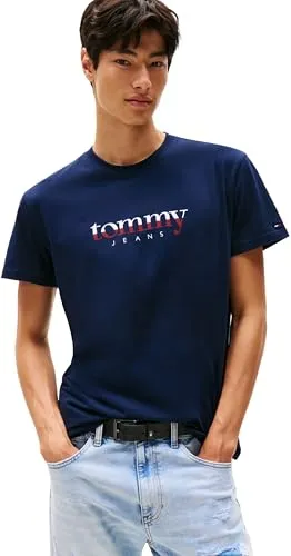 Tommy Jeans Herren T-Shirt Kurzarm Tee Regular Fit, Blau (Dark Night Navy), XL