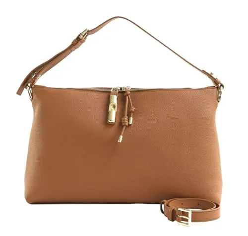 Furla Debby M | Beuteltasche - Damen | braun WB02006-BX3353-RY000 - Elegante Furla Debby M Beuteltasche aus feinem genarbtem Leder in brandy. Ideal für stilvolle Auftritte und praktische Aufbewahrung.