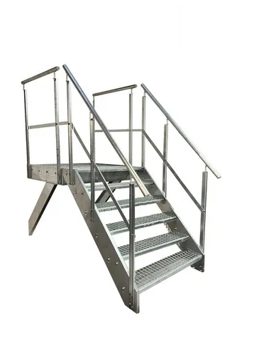 Kaminbau Mierzwa Premium Podesttreppe 6 Stufen mit Podest 100x100cm - Wetterfeste und korrosionsgeschützte Stahltreppe, perfekt für den Außenbereich. Einfache Montage und vielseitig einsetzbar als Gartentreppe oder Außentreppe. Hergestellt in Deutschland mit 3 Jahren Herstellergarantie.