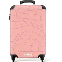 NoBoringSuitcases.com® Hartschalen-Trolley Rosa mit lila Wellenlinien 55x35x20cm