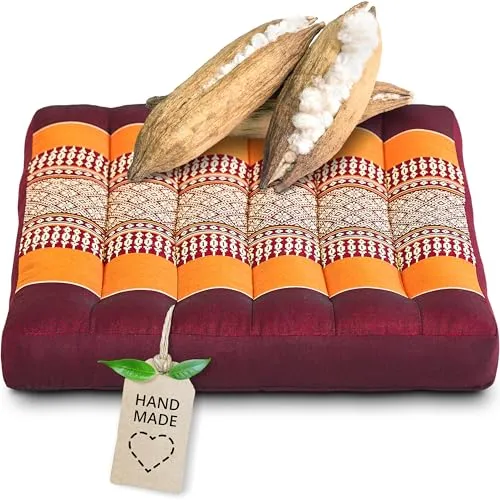 livasia Sitzkissen klein - 35x35x6cm - Bodenkissen Indoor/Outdoor, Meditationskissen Yogakissen, Stuhlauflage Palettenmöbel, Steppkissen Auflage Stuhl Bank handgefertigt (Orange)